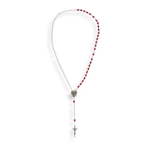 Cały biało-czerwony różaniec z orzełkiem i Janem Pawłem II