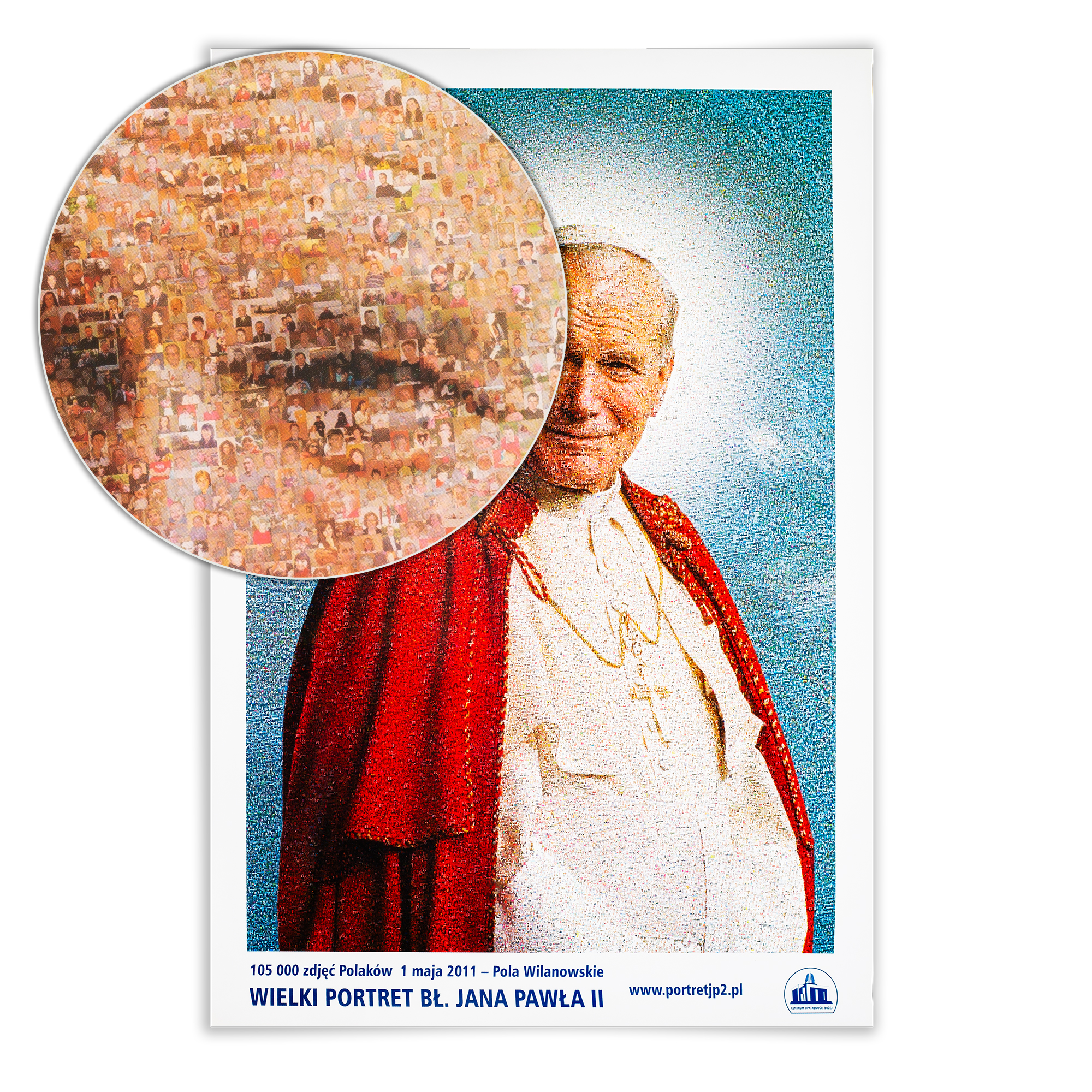 Jan Paweł II portret ze zdjęć Polaków (plakat A2) - obrazek 2