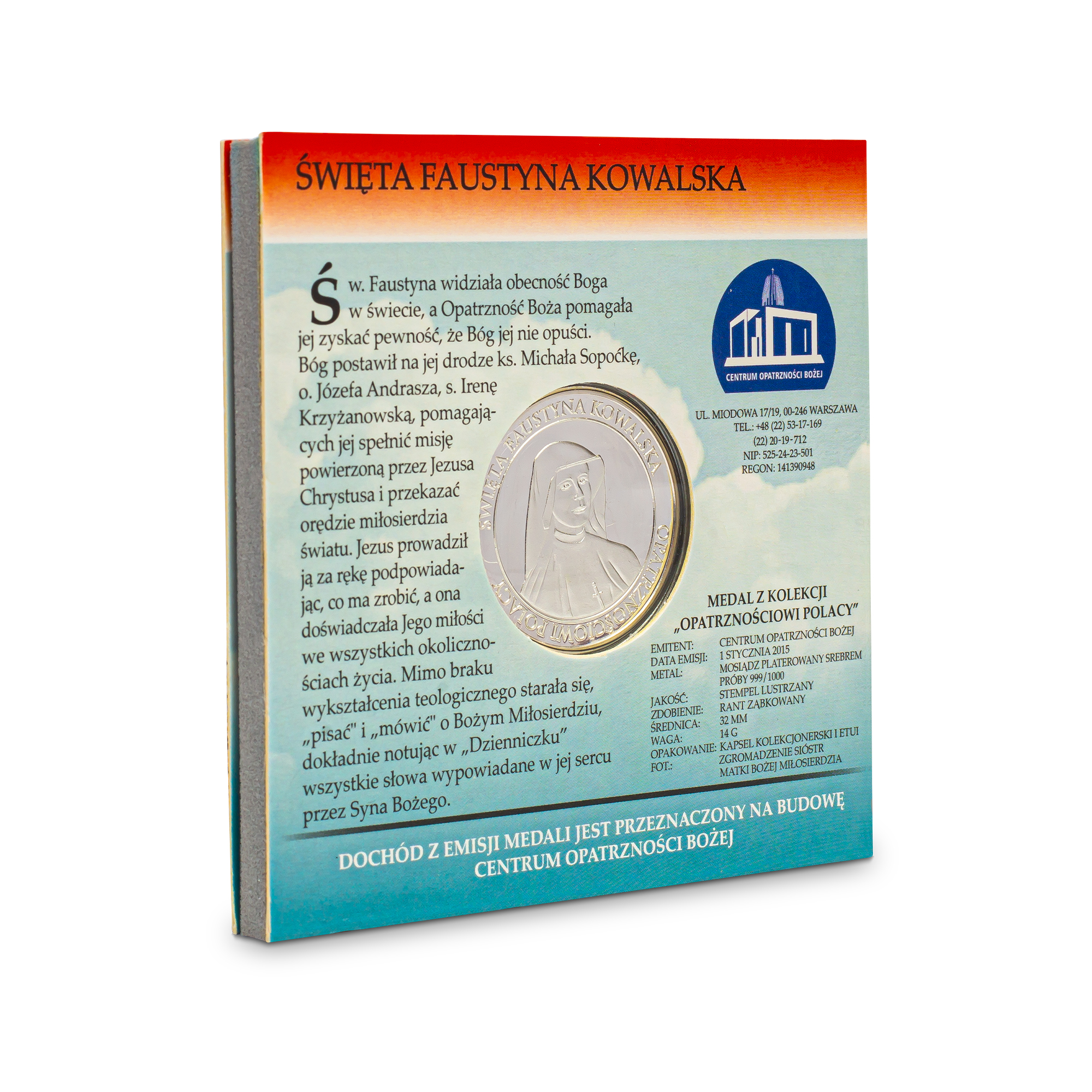 Medal srebrny z wizerunkiem św. Faustyny Kowalskiej (w okładce) - obrazek 5