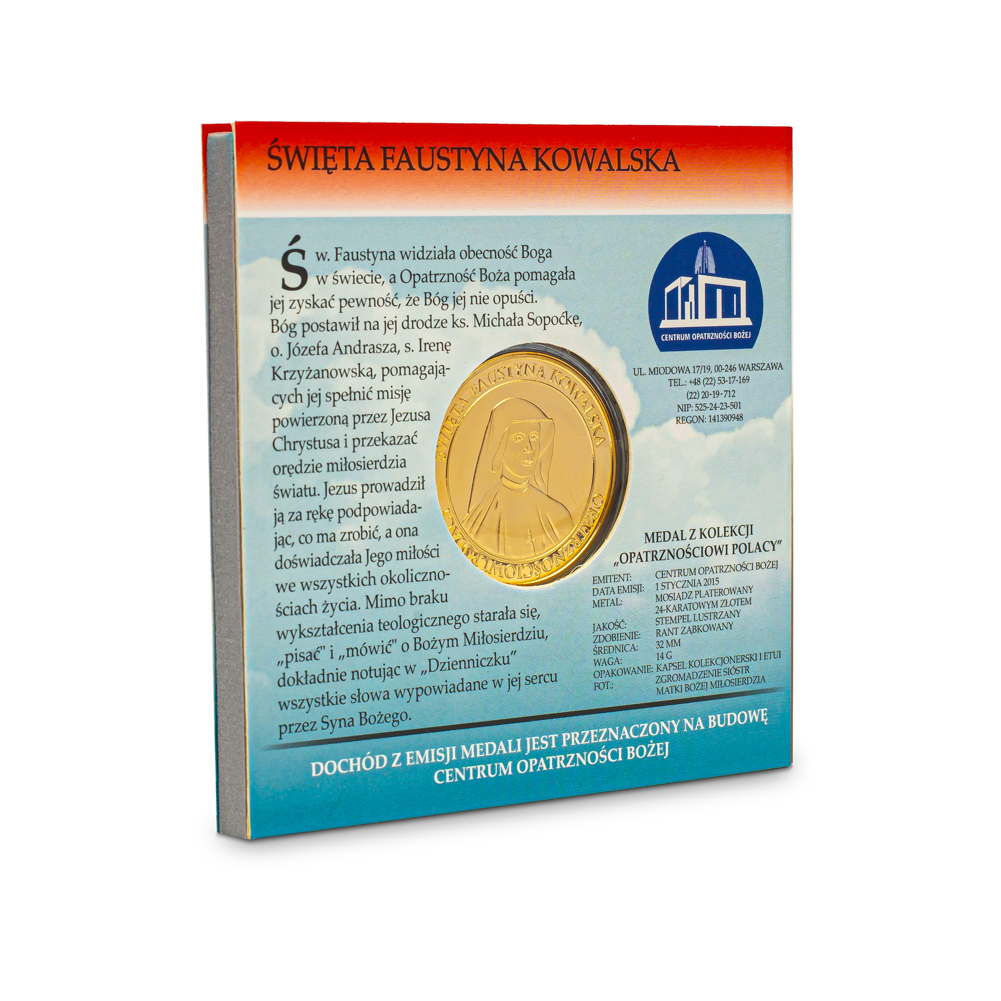 Medal złoty z wizerunkiem św. Faustyny Kowalskiej  (w okładce) - obrazek 5