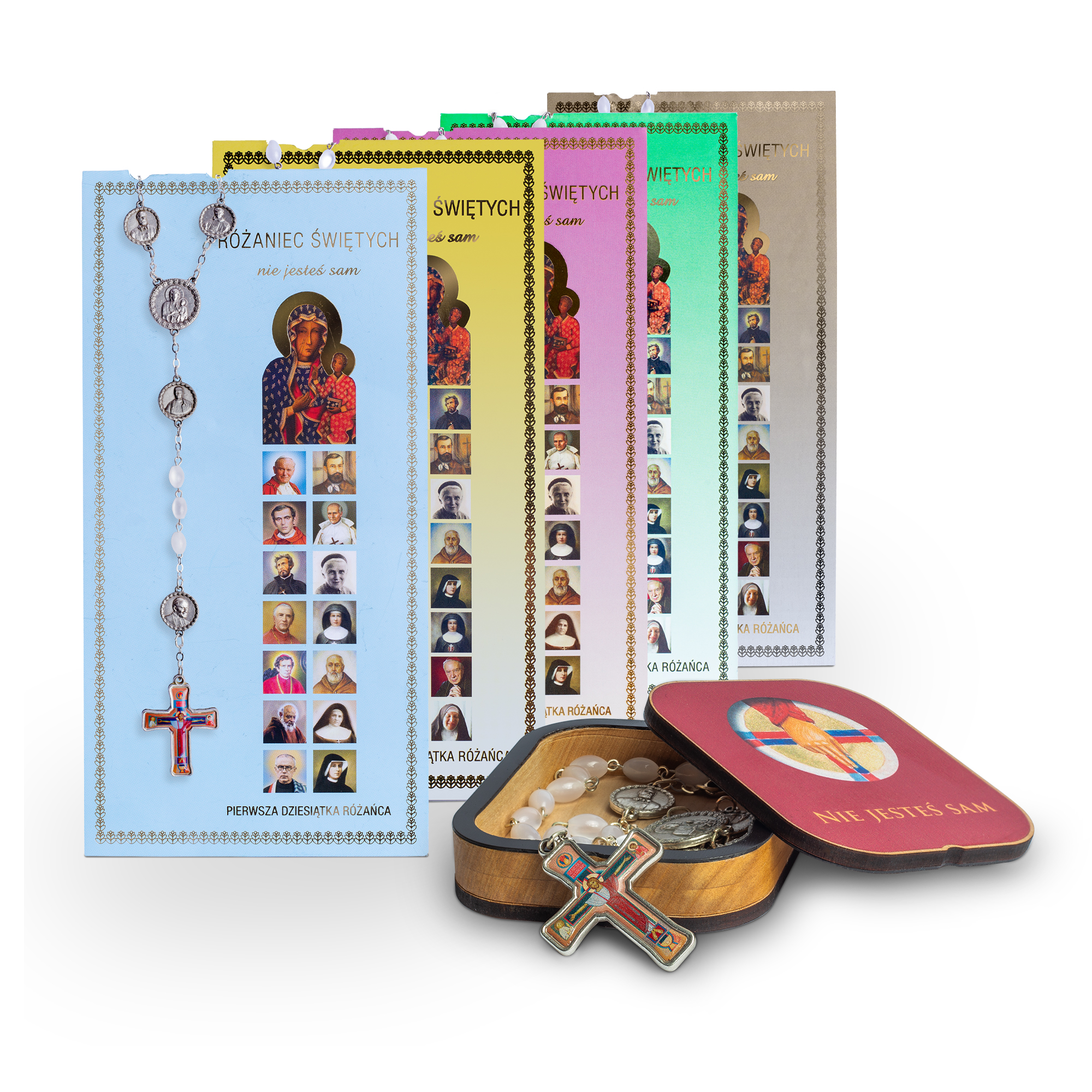 Różaniec świętych - nie jesteś sam + pudełko na dewocjonalia