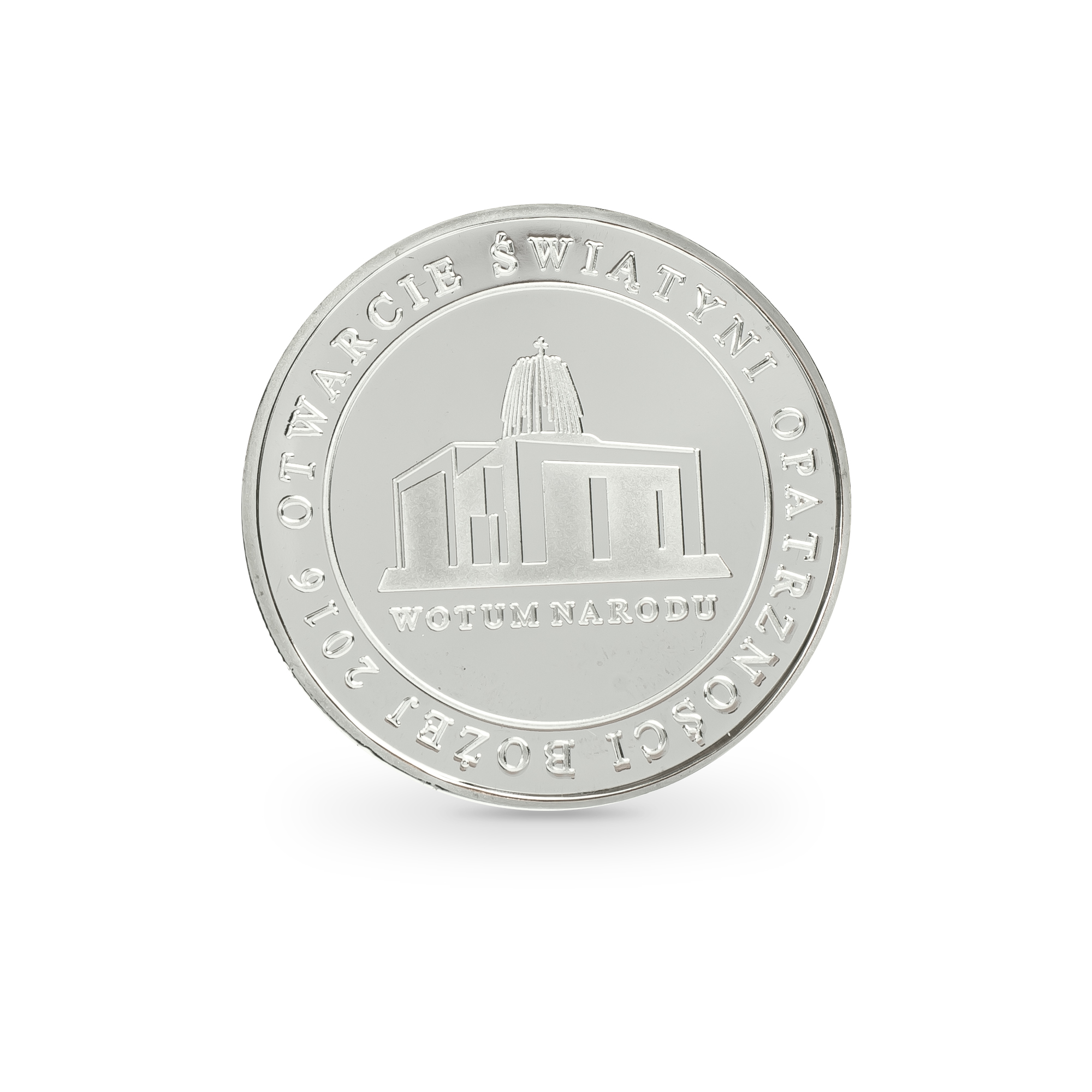 Srebrny medal w ramce z wizerunkami św. Jana Pawła II i bł. Stefana Wyszyńskiego - pamiątka otwarcia Świątyni Opatrzności Bożej - obrazek 4