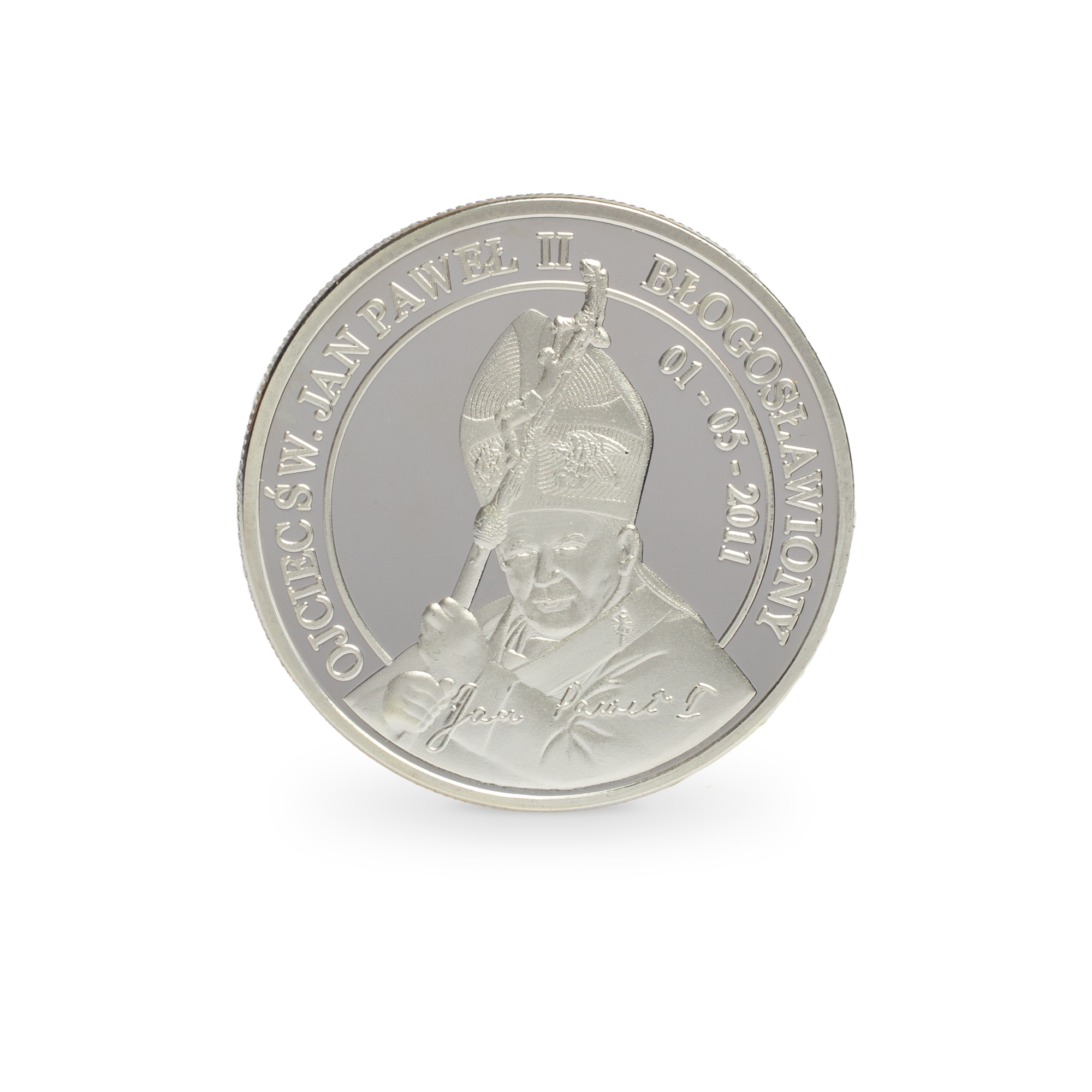 Srebrny medal z wizerunkiem Ojca Świętego błogosławionego Jana Pawła II