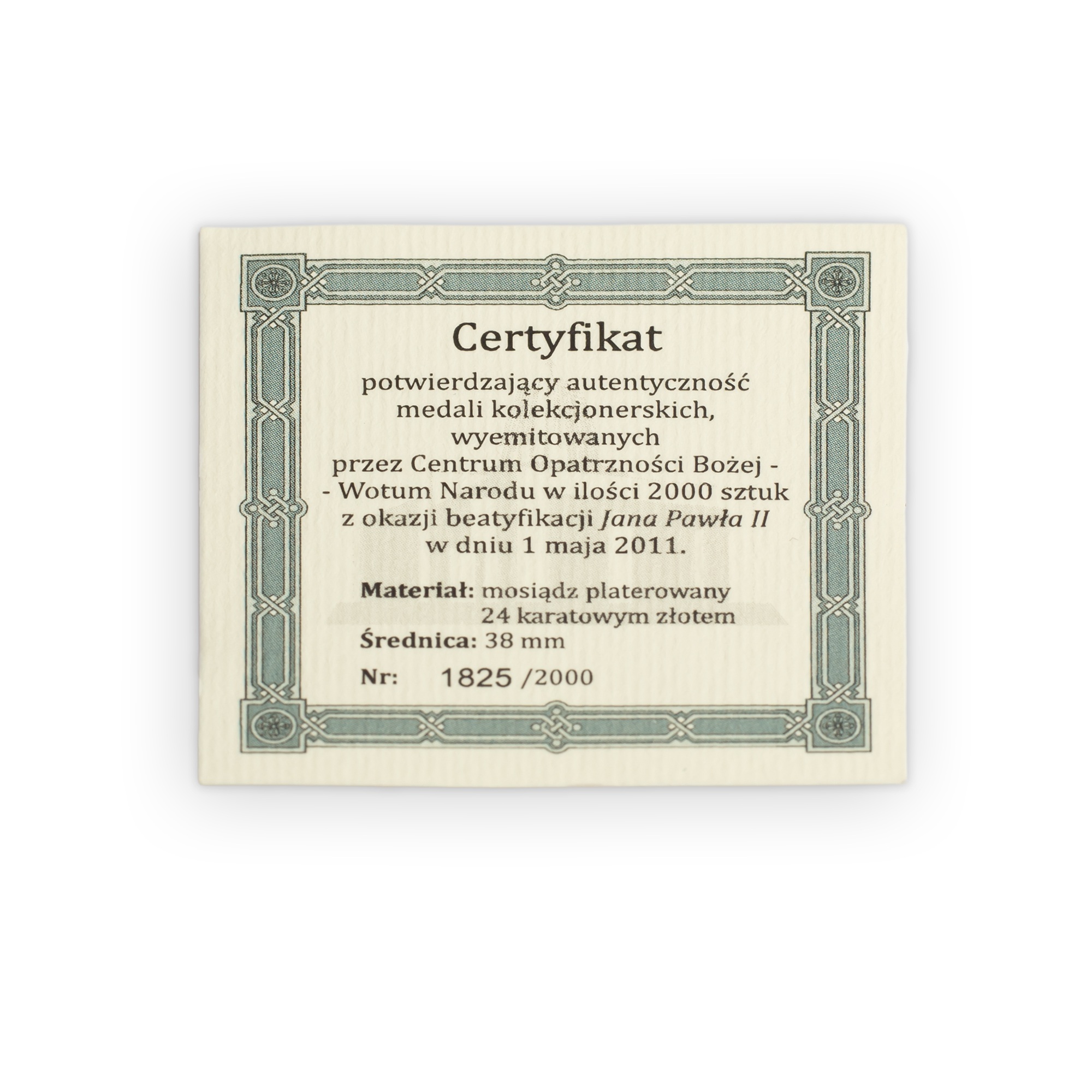 Srebrny medal z wizerunkiem Ojca Świętego błogosławionego Jana Pawła II - obrazek 3