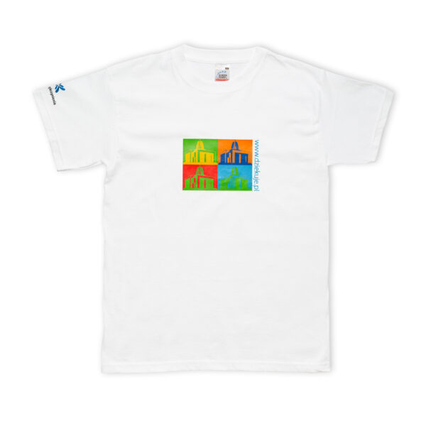 T-shirt z czystej białej bawełny, z nadrukiem Dziekuje.pl