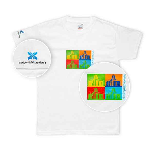 T-shirt z czystej białej bawełny, z nadrukiem Dziekuje.pl - obrazek 2