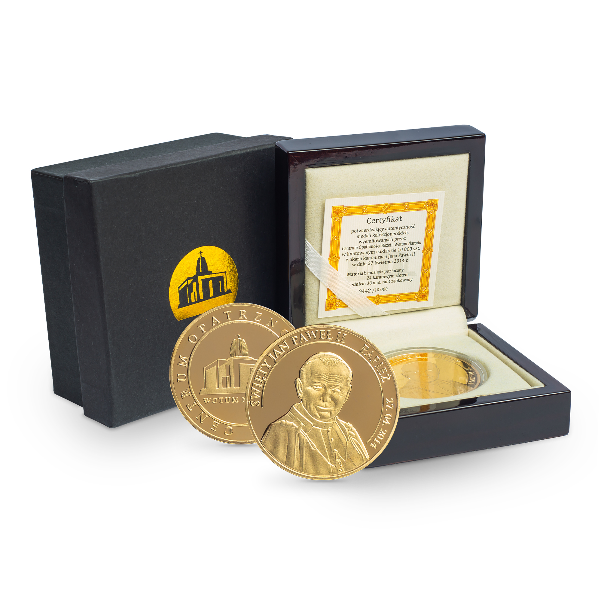 Złoty medal - św. Jan Paweł II (w pudełku)
