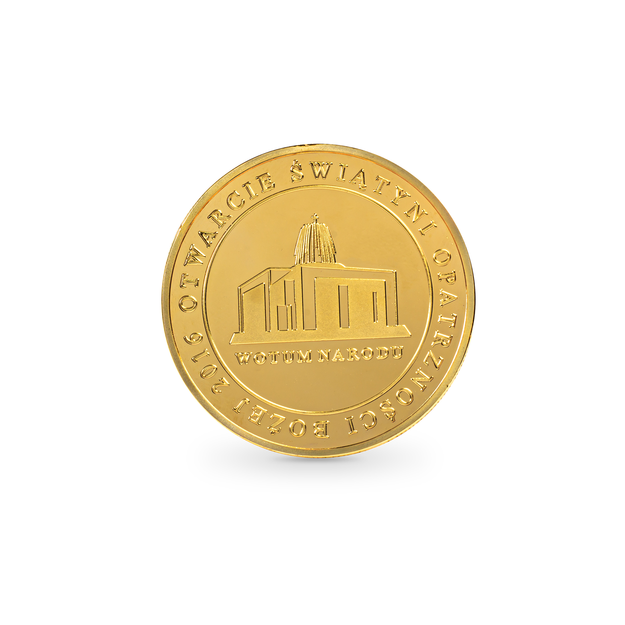 Złoty medal w ramce z wizerunkami św. Jana Pawła II i bł. Stefana Wyszyńskiego - pamiątka otwarcia Świątyni Opatrzności Bożej - obrazek 4