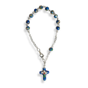 Niebieska bransoletka różaniec kwiat